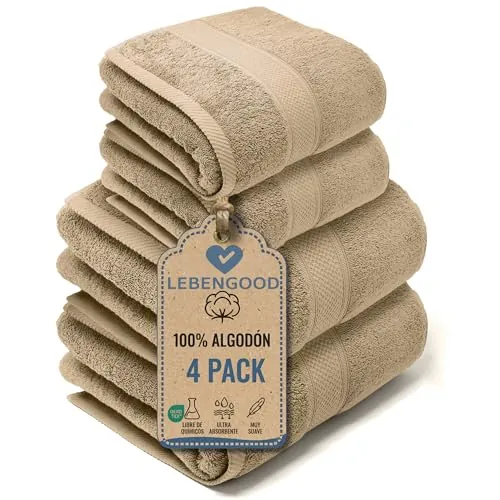 LEBENGOOD Juego de Toallas de Baño Grandes 2 Ducha 70x140 2 Lavabo 50x90 | rizo de algodón 500 g/m², suaves y muy absorbentes, certificado Oeko Tex, secado rápido, para casa, hotel y gym