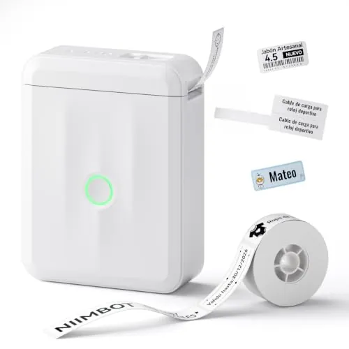 NIIMBOT D110 Mini etiquetadora con Etiquetas-Blanco | Impresora de Etiquetas Bluetooth,aplicación versátil,para organizar el hogar,la Cocina, la Escuela y la