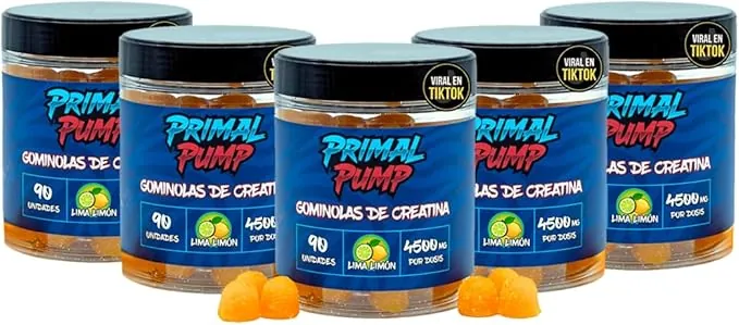 Gominolas de Creatina Monohidratada 4.5g - Creatina en Gominolas para Rendimiento y Potencia - Sin Azúcar, Vegano y Sin Gluten - Sabor Lima Limón (5 Und)
