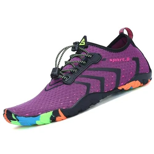 SAGUARO Zapatillas de Agua para Hombre Mujer Secado Rápido Escarpines Transpirable Antideslizantes Zapatos de Playa, Corrugado Violeta 40