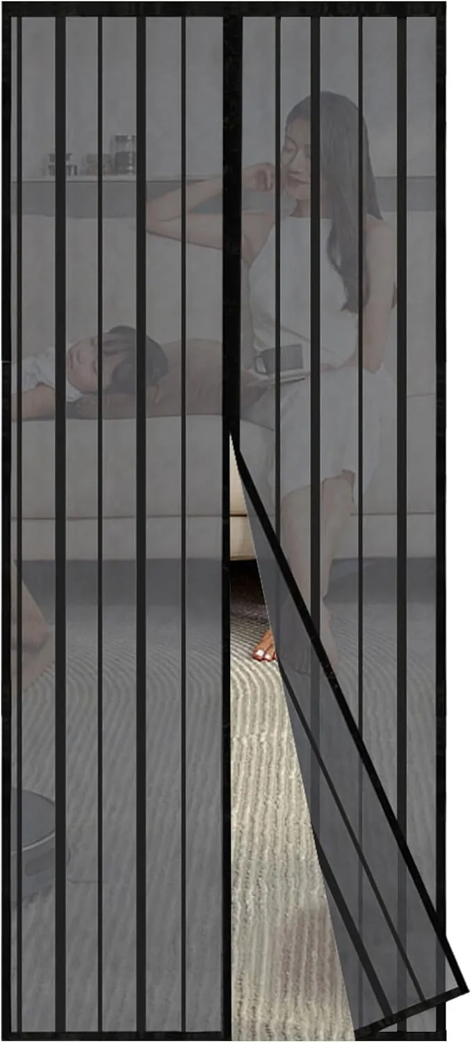 Sekey Cortina Magnética de Puerta a Prueba de Mosquito para Madera, Aluminio, Metálicas, Balcón, RV - Cierre Automático, 125x210 cm, Negro