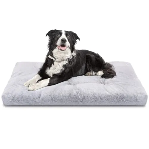 Nobleza Cama Lavable para Perro Grande, Super Suave y Esponjosa Anti-Ansiedad, Felpa con Fondo Antideslizante, Gris Antiestres, 95x60x10 cm