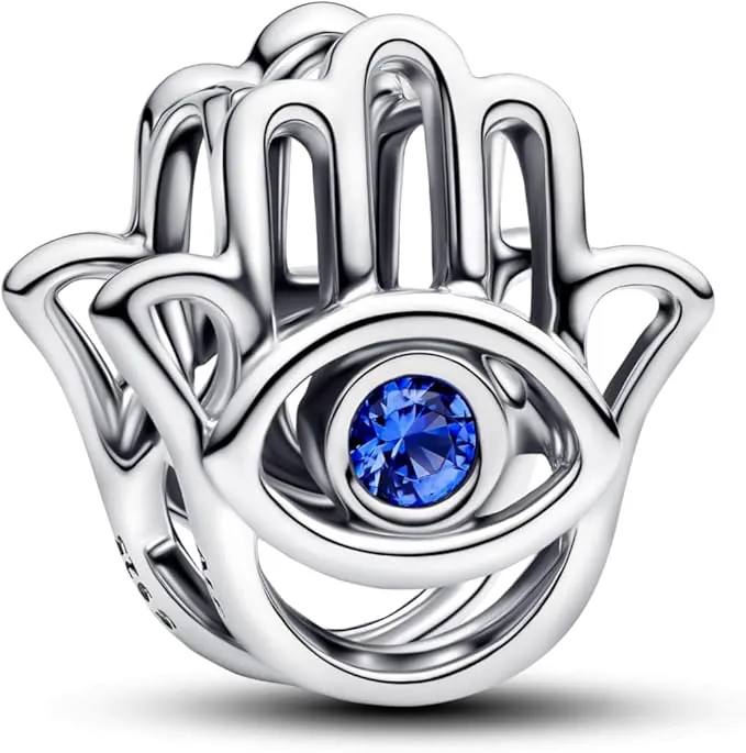 PANDORA Moments 794062C01 - Abalorio de plata de ley con cristal artificial, compatible con Moments, diseño de mano de Fátima