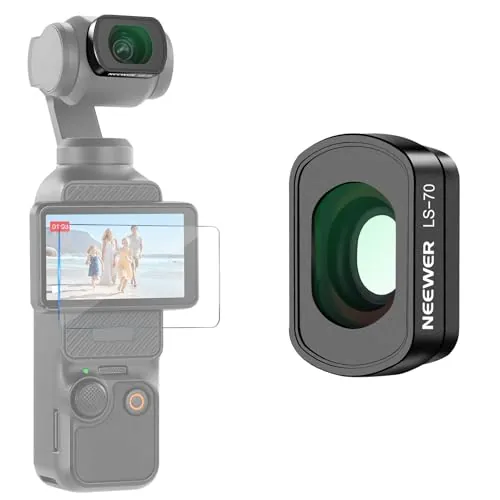 NEEWER Objetivo Gran Angular 0,72X FOV 112° Compatible con dji Osmo Pocket 3 / Pocket 4 / Xtra Muse Creator Combo Accesorios, Lente Asférica Action CAM Multicapa magnética con Marco de Metal