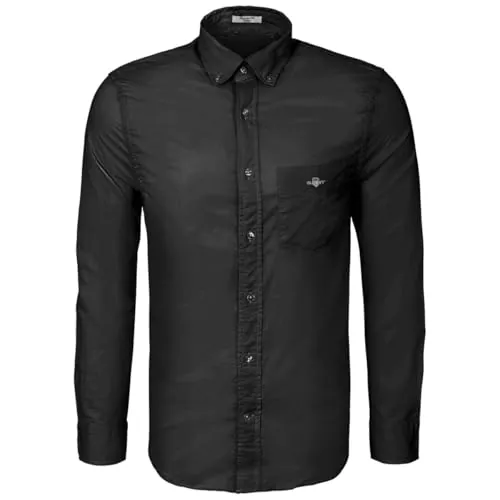 GANT REG Poplin - Camiseta clásica para Hombre, Color Negro, Negro, S
