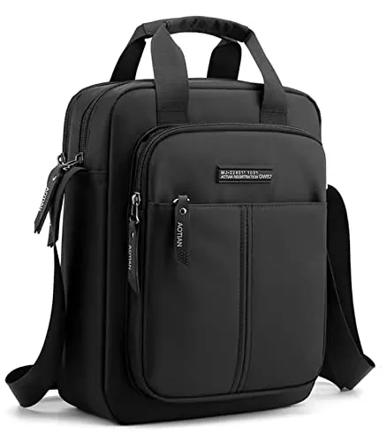 zhongningyifeng Bolso de hombro para hombres de nylon, impermeable, con bandolera, en negro, bolso de ocio para trabajo, viajes, escuela
