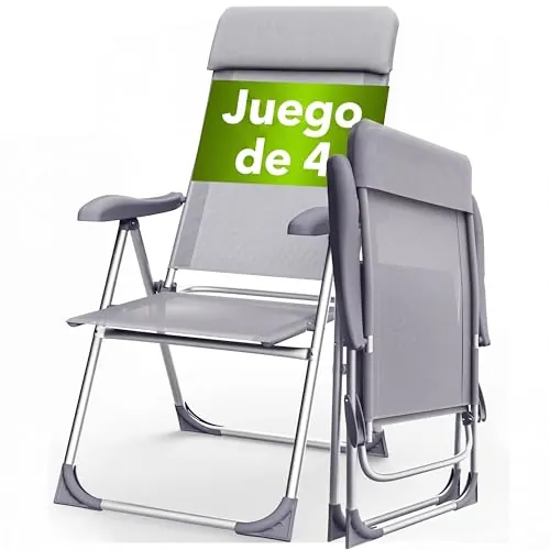 CASARIA Sillas de Jardín Plegables Juego de 4