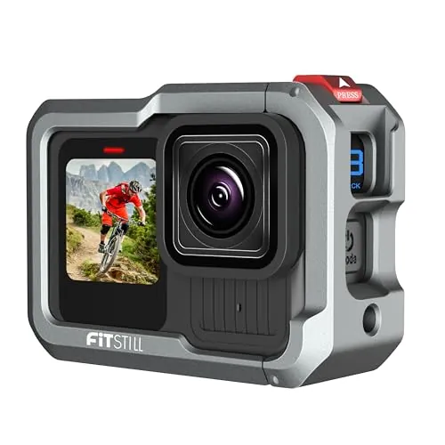 FiTSTILL Carcasa protectora de aluminio para Go Pro Hero 13/12/11/10/9, color negro con adaptador de zapata fría, base y tornillos Go Pro Hero 13/12/11/10/9 Accesorios