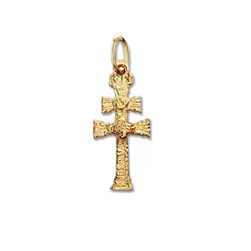 Sebaoth Cruz de Caravaca Oro Primera Ley 18 Kilates 750ml - Relieve - fabricada en Caravaca - pequeña 1,8 cm