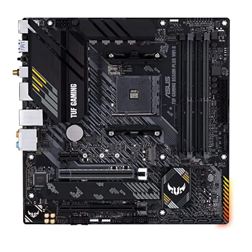 ASUS TUF Gaming B550M-PLUS WiFi II - Placa Base de Gaming Micro-ATX AMD (PCIe 4.0, 2X M.2, VRM de 10 etapas, Wi-Fi 6, 2.5 GB Ethernet, HDMI, DP, USB 3.2 Gen. 2 de Tipo A y C, Aura Sync RGB), B550 II