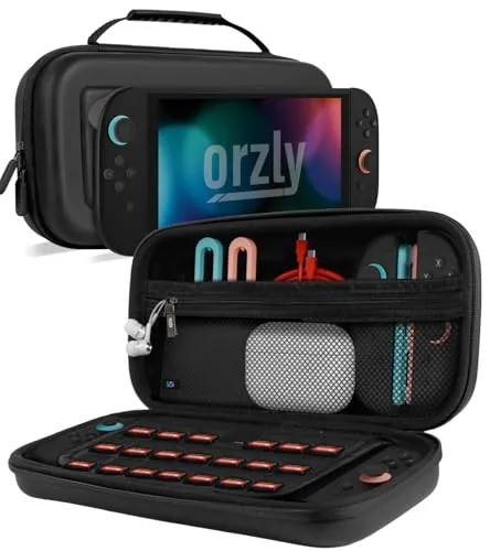 Orzly Funda de Transporte para Consola Nintendo Switch 2 2025 de 7.9 Pulgadas, Funda rígida con Almacenamiento Inteligente para Accesorios y Bolsillos de Juegos, Edición de Caja de Regalo
