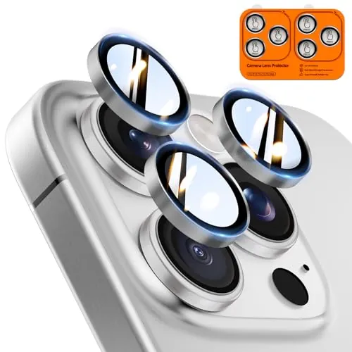 TOCOL Protector Lente Cámara para iPhone 14 Pro Max/14 Pro, Titanio Grises
