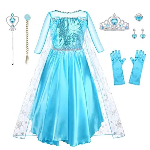 URAQT Vestidos Princesa Niña con Accesorios de Cosplay, 120cm
