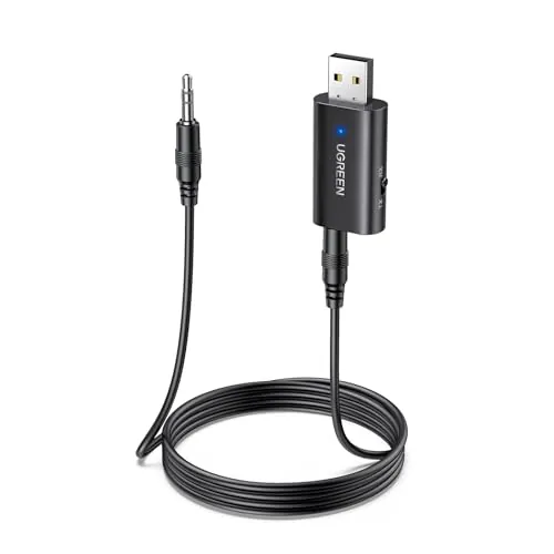 UGREEN Adaptador Jack 3,5 mm Bluetooth 5.4 para TV 2 en 1 Transmisor Receptor Bluetooth con Cable Audio 3,5 mm para TV PC Amplificador Coche Teléfono Altavoces Auriculares Bluetooth