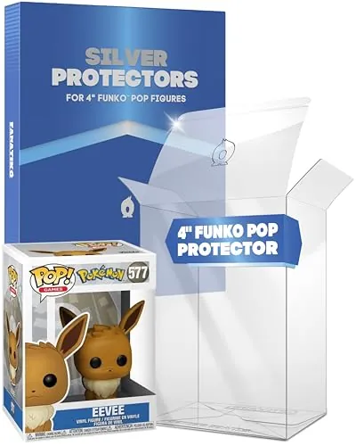 Fanatiko Pack de 50 Protectores Silver para Funko Pop 4" – Funda Funko Pop de 0,4 mm de Grosor – Mantén tu Colección Impecable con tu Protector con Film Antiarañazos