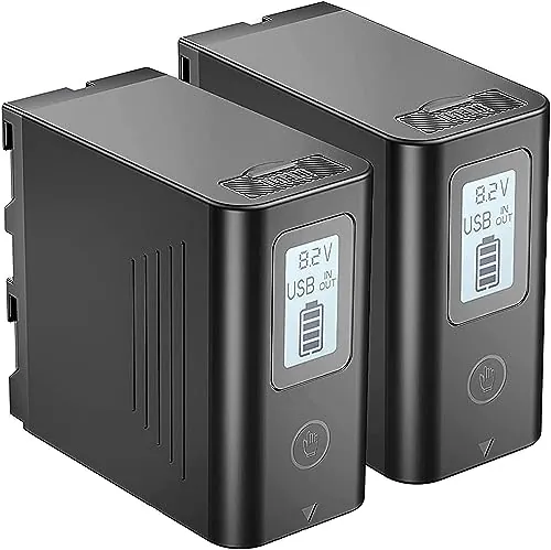 JYJZPB 2pcs 8800mAh Batería de Reemplazo para Sony NP-F970 | NP-F960 NP-F950 F750 F770 F550 F530 F330 F570, con Pantalla LCD y Puerto de Salida USB
