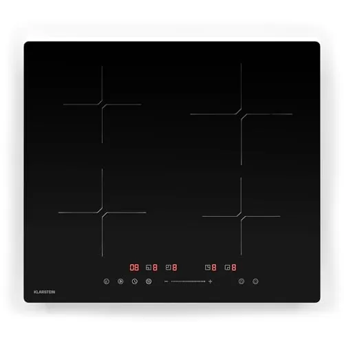 Klarstein PowerGlide Placa Inducción – 4 Zonas Con Refuerzo, 7800 W, Mando Deslizante, Temporizador Y Bloqueo Infantil, Diseño Elegante De 60 cm, Indicador De Calor Residual
