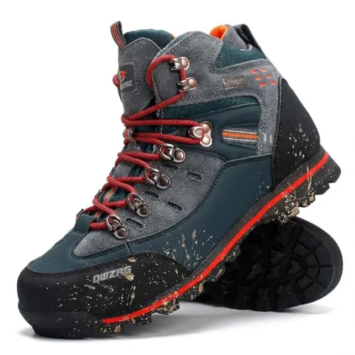 SANANG Botas De Montana De Cuero para Hombre con Suela Antideslizante, Calzado para Escalada, Azul, Amarillo, Naranja, Tallas 40-46