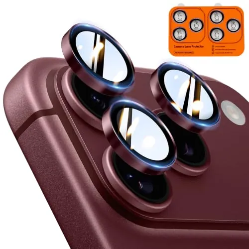 TOCOL Protector Lente Cámara para iPhone 18 Pro Max/18 Pro, Burdeos