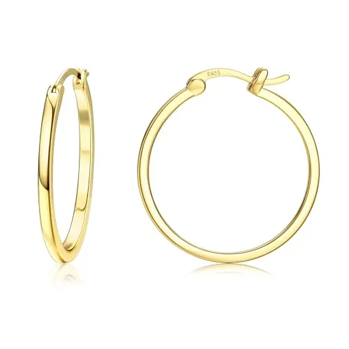 Dochais Aretes de Aro Dorados al 18K - Aretes de Aro de Plata Esterlina 925