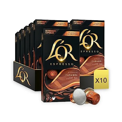 L'OR Flavours Espresso Cápsulas de Café Caramelo | Intensidad 8 | 100 Cápsulas Compatibles Nespresso (R)