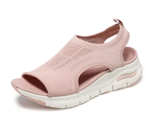 Skechers Arch Fit City Catch Mujer Sandali, Blush Knit, 38 EU