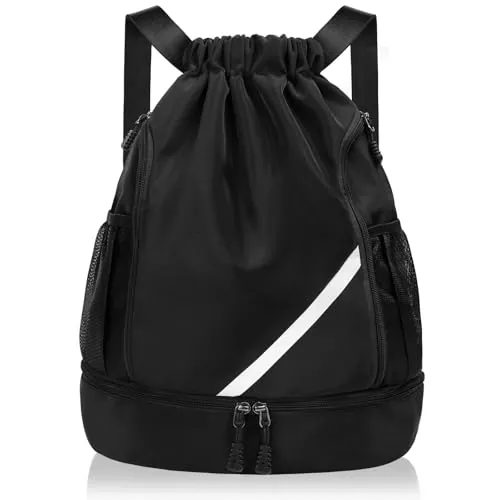 flintronic Mochilas De Cuerdas, Mochila con Cordón, Deporte Grande Bolsa de Cordón Impermeable, con Compartimento de Zapatos y Bolsillo Mochila, para Deportes Vacaciones