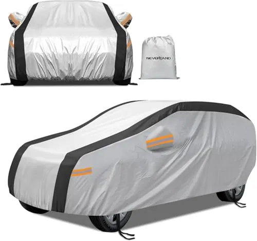 NEVERLAND Funda Coche SUV Exterior Impermeable Plata Negro 485x190x180CM