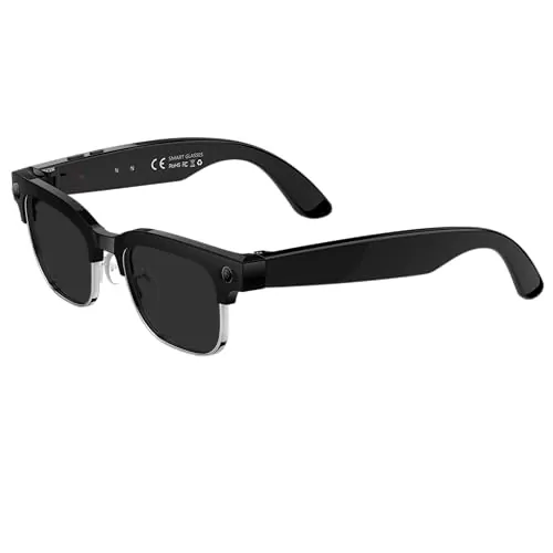 MOZbatte Smart Glasses con Cámara HD 32MP, Gafas Inteligentes con Traducción IA en Tiempo Real, Llamadas Bluetooth y Música, Incluye Lentes de Sol y Anti-Luz Azul Intercambiables W630