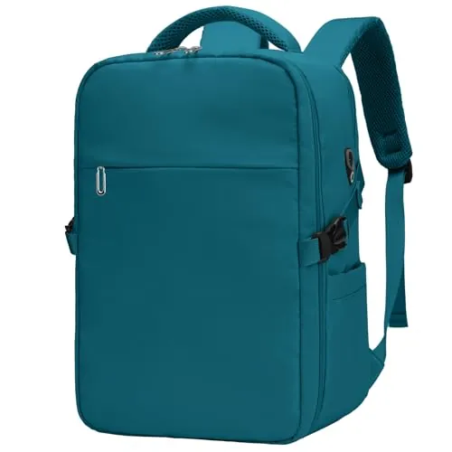 ZHXX Mochila Viaje Cabina Avion 40x30x20,Mochila Ryanair 40x30x20 | Mochila Cabina con Compartimento para Portátil 14 Pulgadas y Bolsillo Húmedo Independiente,Azul pavo real