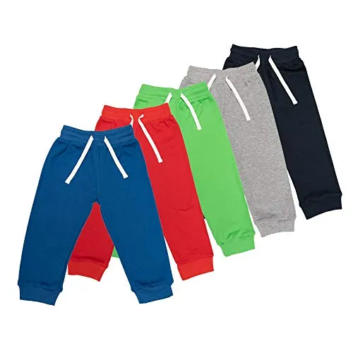 Lovjoy Pantalón Chándal Bebé Niños - Pack 3 o 5 Colores - 1-4 años - Calidad Comodidad - 100% Algodón Suave - Cintura Elástica – Unisex