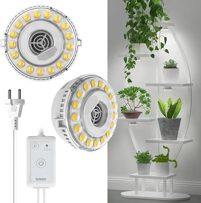 SANSI Lámpara de Cultivo Plantas 150W de Espectro Completo 4000K, Luces de Crecimiento Regulable con Temporizador Automático 4/8/12H y 4 Niveles de Brillo para Plantas de Interior