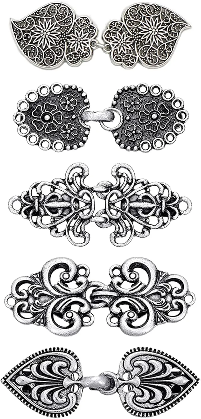 5 Piezas Clips de Chal de Suéter Vintage, Clip de Cárdigan de Metal Clip de Capa de Cárdigan de Remolino Retro Broche de Capa Antigua Clips de Broche de Camisa Celta Clips para Niña Mujer