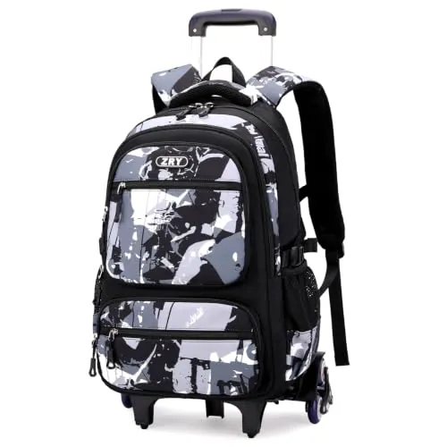 Amythe Mochila Escolar con Ruedas para Adolescentes Chicos 40L Negro