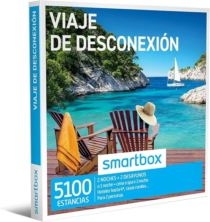Smartbox - Caja Regalo Viaje de desconexión - Idea de Regalo para Novias - 1 Noche con Desayuno y Cena o Acceso SPA para 2 Personas