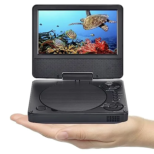 YOOHOO Mini Reproductor de DVD portátil de 9,5" para Coche y niños con Pantalla giratoria HD de 7,5" Compatible con Reproductores de DVD para Coche para Todas Las regiones, múltiples regiones