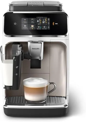 PHILIPS 2300 Cafetera Superautomática LatteGo, 4 bebidas, Cromo Blanco