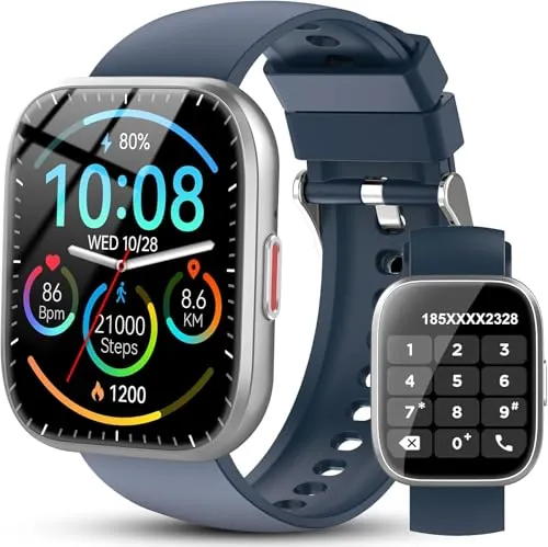 Ddidbi Reloj Inteligente Hombre Mujer, 1.85" Smartwatch con Llamadas, Azul