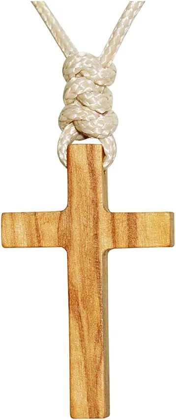 Collar Colgante Cruz de Madera de Oliva Natural Para Hombres Mujeres Regalo Madera Sólido Bautismo Cristiano Navidad Oración Pascua Fe Confirmación Cumpleaños Regalo Coche Retrovisor Espejo Colgante