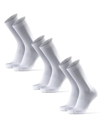 DANISH ENDURANCE Calcetines de Ciclismo, Calcetines Deportivos Anti-Ampollas Hombre Acolchados y Transpirables, para Hombres y Mujeres, 3 y 5 Pack, Blanco/Negro, 39-42