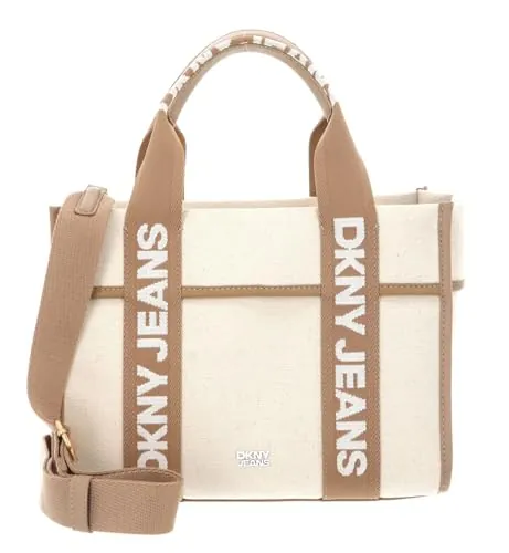 DKNY Bolso cruzado de mujer Barrett Medium Crossbody Tote, Cappuccino Natural