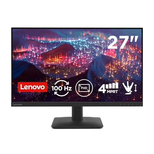 Lenovo L27-4e - Monitor FHD 27" (IPS, HDMI 1.4 - VGA, 16:9, Tasa de Refresco 100 Hz, Tiempo de Respuesta 4ms, 99% sRGB, Montaje VESA 100 mm, Soporte Inclinable) Negro