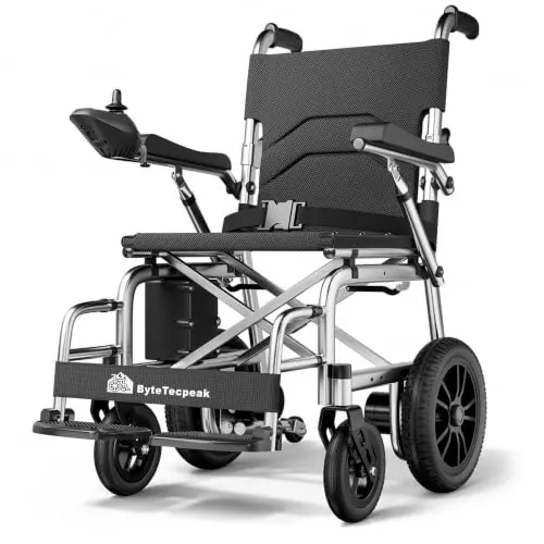 [Nuevo ] Silla de ruedas eléctrica plegable D12 para mayores, equipada con batería litio 12Ah, 20Km autonomía, neumáticos antipinchazos, estructura antivuelco, apta para transporte aéreo