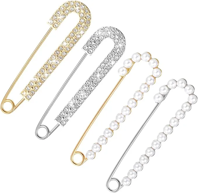 Broche de perlas y diamantes de imitación para mujer, pequeños alfileres decorativos para ropa, hijab, suéteres, faldas, vestidos, pantalones, mangas, sombreros, collares, bufandas, bolsos