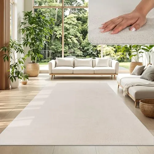 TT Home Alfombra Salón Crème 240x340 cm Lavable y Pelo Corto