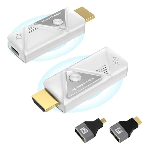 HDMI Inalámbrico Transmisor y Receptor, HDMI Wireless para Transmitir Vídeo y Audio en PC/Portátil a Monitor/TV Box/Proyector, transmisión inalámbrica 2,4G/5G, Portátil, Plug & Play