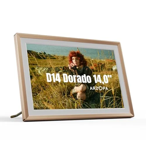 ARZOPA Marco de Fotos Digital Metálico 14 Pulgadas Cloud Storage Gratis Ilimitada 1920*1200 FHD Pantalla Táctil Comparte Fotos Videos a Distancia Marco Digital de Fotos Mejor Regalo para Familia - D14