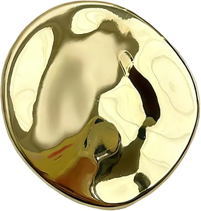 Broche Dorado Redondo Irregular Unisex, Pin Vintage Francés Patrón Geométrico Metal, Chapa de Solapa Moderna para Abrigo Vestido Bufanda Chal Accesorio