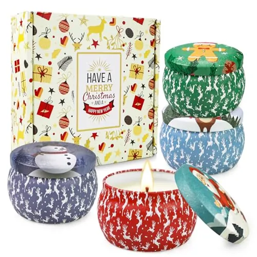 Yinuo Mirror Navidad Velas Aromaticas Juego de 4 Piezas, Vela Perfumadas 30 Horas de Quema, Regalos Originales para Mujer, Viaje Adecuado para Yoga Baño Dormitorio