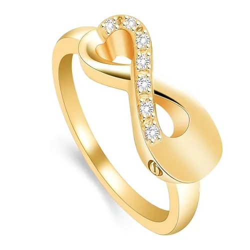 VCCWYQK Anillo de cremación de amor infinito para cenizas, de acero inoxidable, para guardar a tus seres queridos, recuerdo de cenizas, anillo de dedo, urna conmemorativa, joyería conmemorativa para